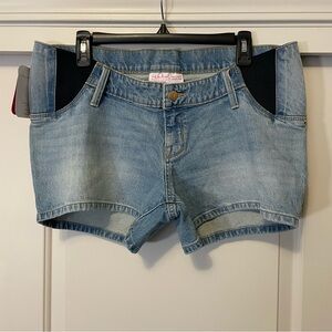 NWT Isabel Maternity 8/29 Midi Shorts Side Panels Below Belly Light Denim Jean